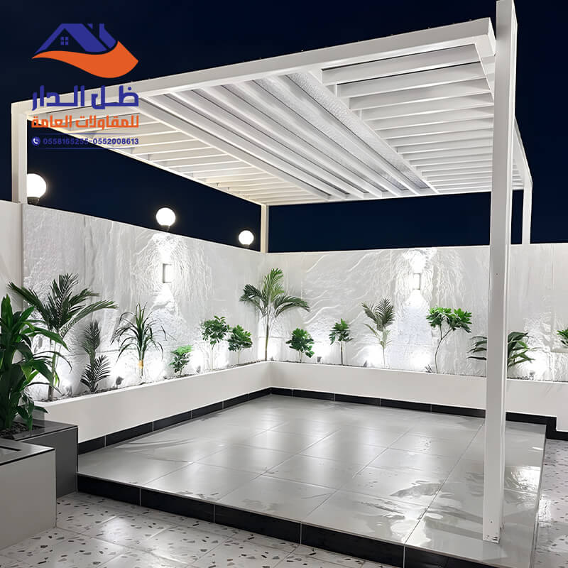 برجولات باضاءة ليلية جميلة جلسات خارجية مؤسسة ظل الدار