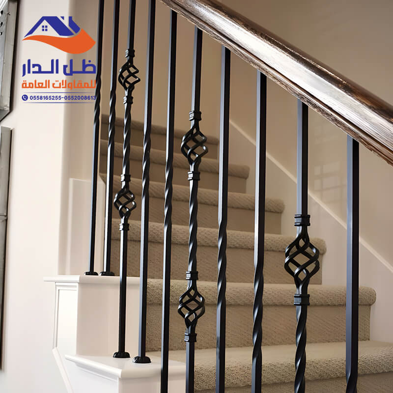 تركيب درابزين درج فاخر بالرياض مؤسسة مظلات وسواتر ظل الدار