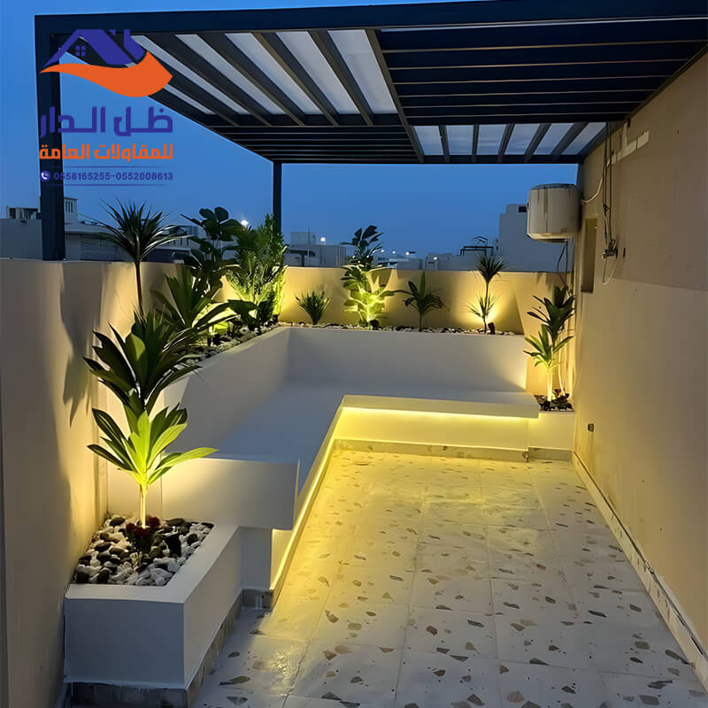 مظلة جلسة خارجية باضاءة ليلي