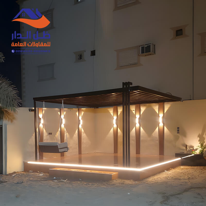 برجولات حديد باضاءة ليلية جميلة وراقيه