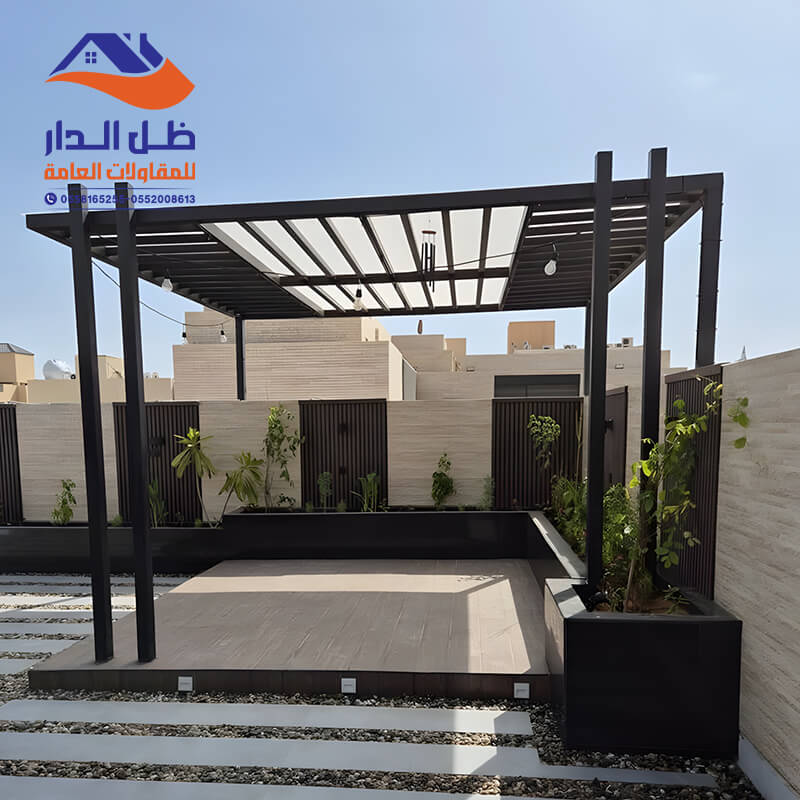 برجولات حديد للحدائق الخارجية مؤسسة مظلات وسواتر ظل الدار